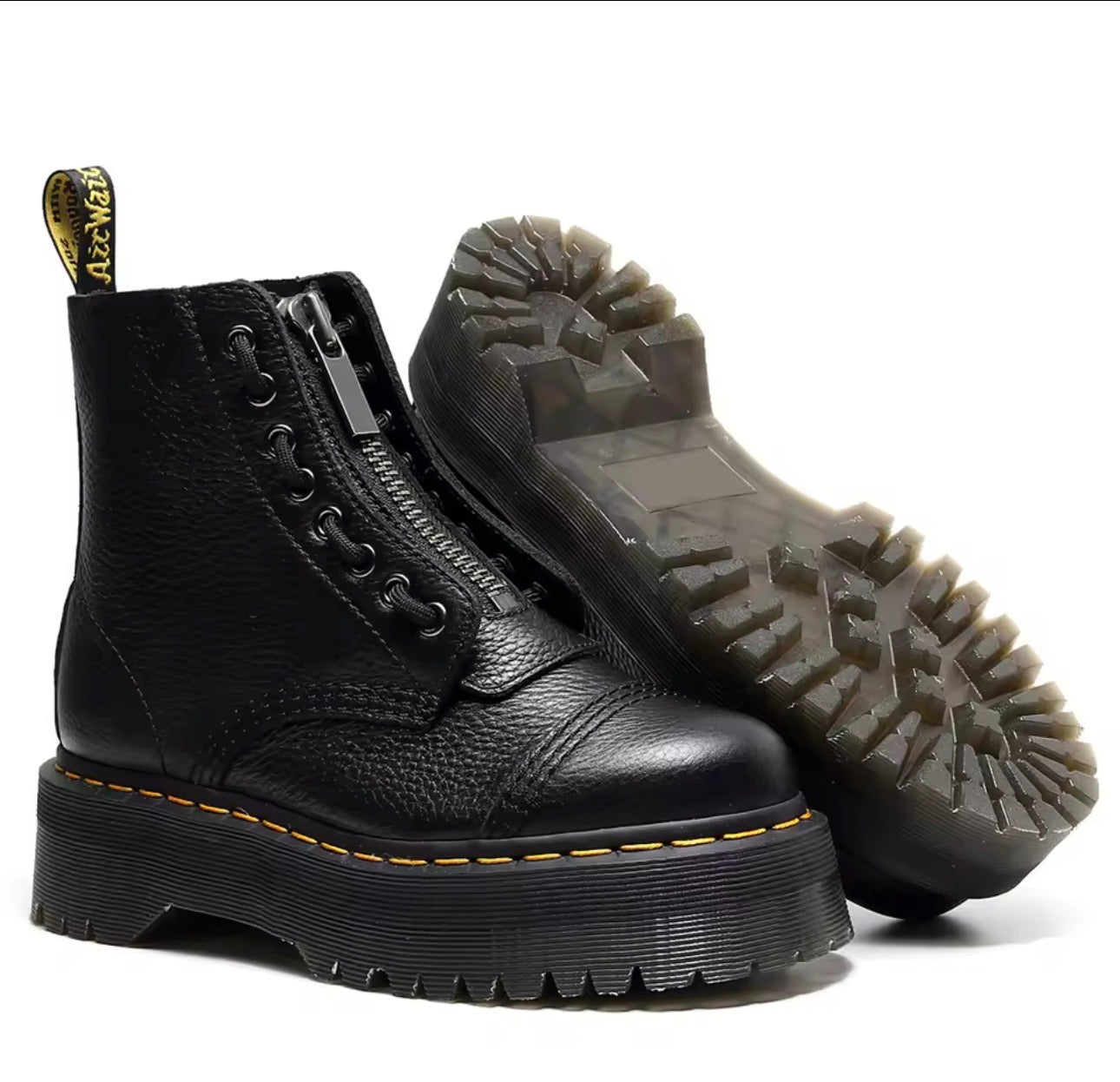 Stivali con plateau in vera pelle