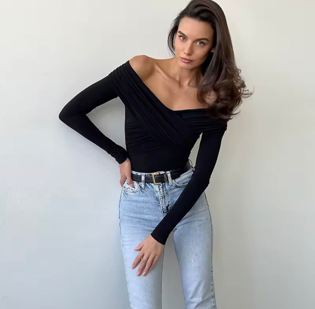 Body aderente a maniche lunghe