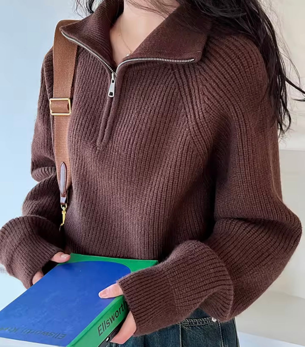 Maglione lavorato a maglia con zip