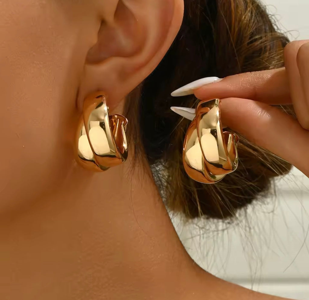 Orecchini a cerchio robusti in acciaio inossidabile per donne