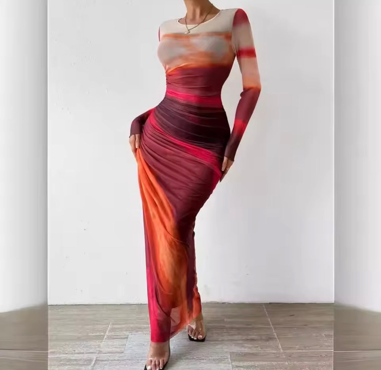 Gonna con stampa sexy Stretta girocollo in garza