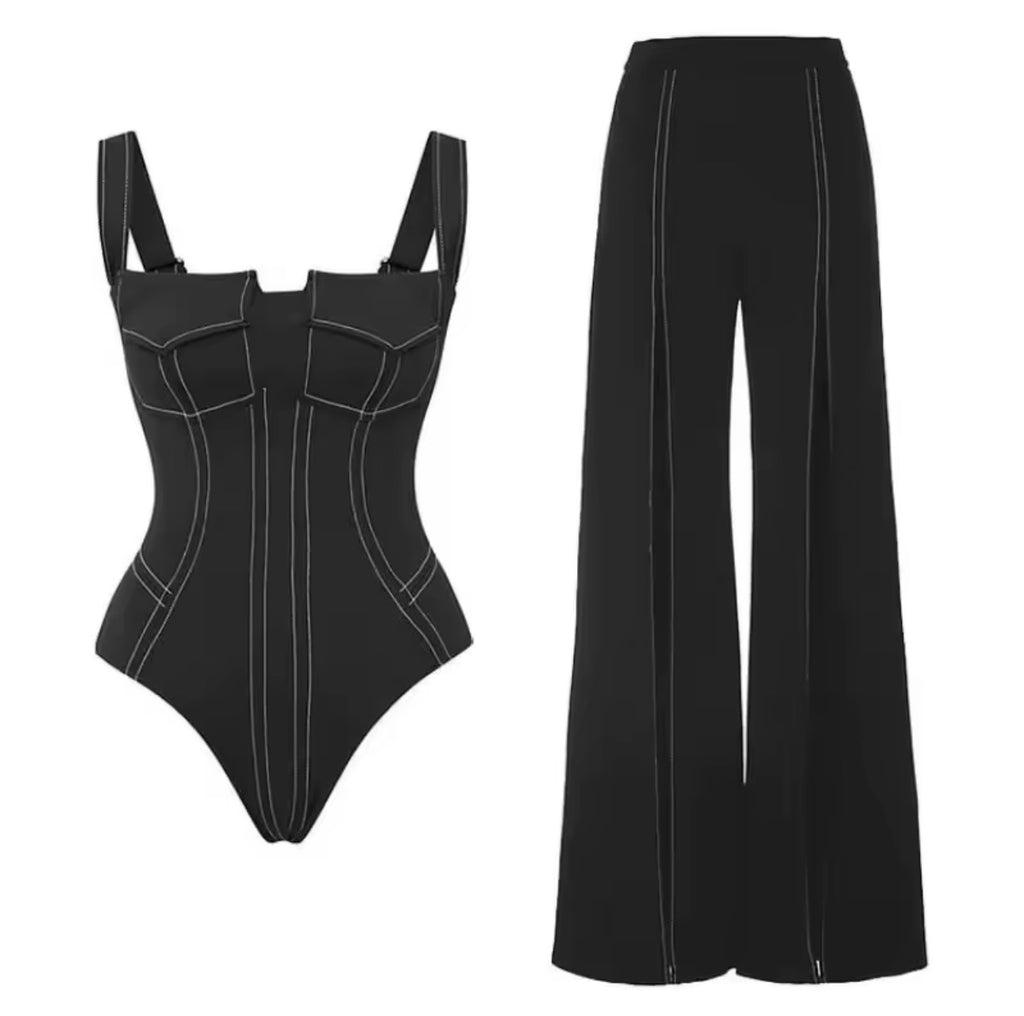 Nuovo costume da bagno intero da donna in denim ad alta elasticità