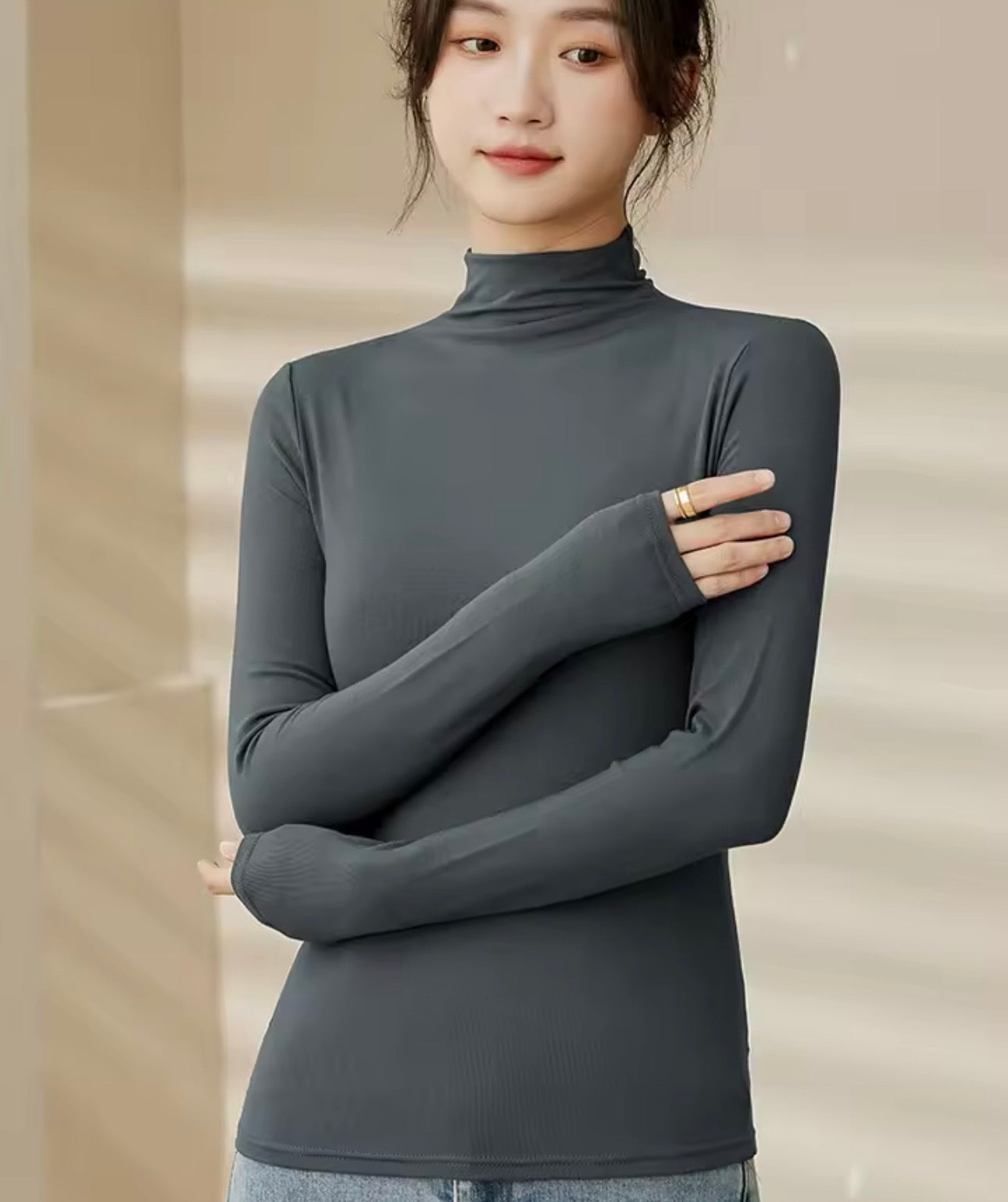 Mezza dolcevita Modal Bottoming Shirt donna autunno inverno nuova usura interna moda Slim