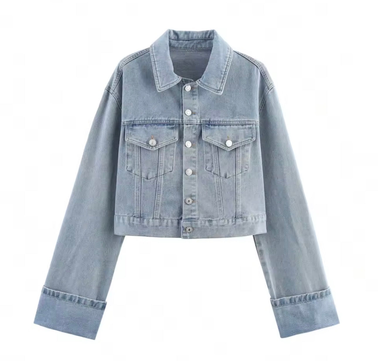 Set di pantaloni da giacca di jeans vintage da donna Cappotto monopetto con risvolto a maniche lunghe