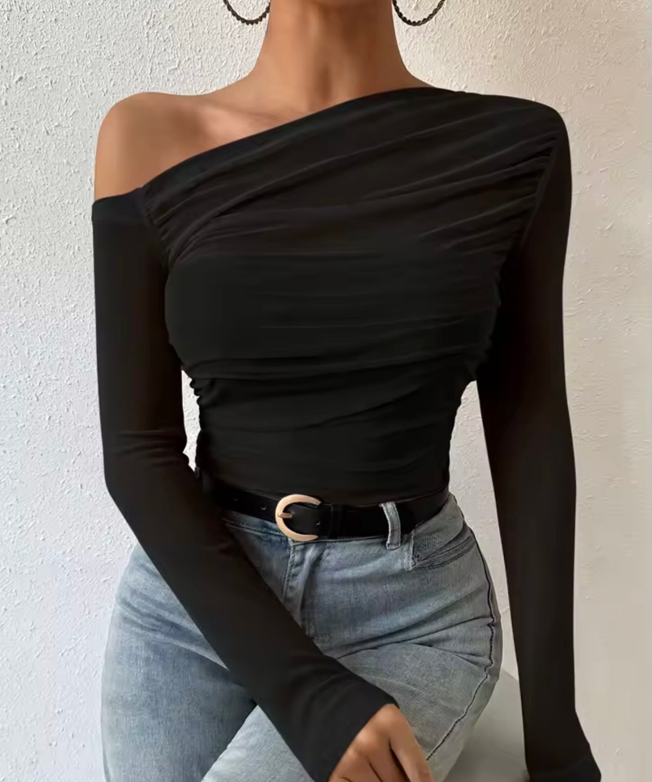 T-shirt a maniche lunghe girocollo versatile stile retrò europeo e americano slim