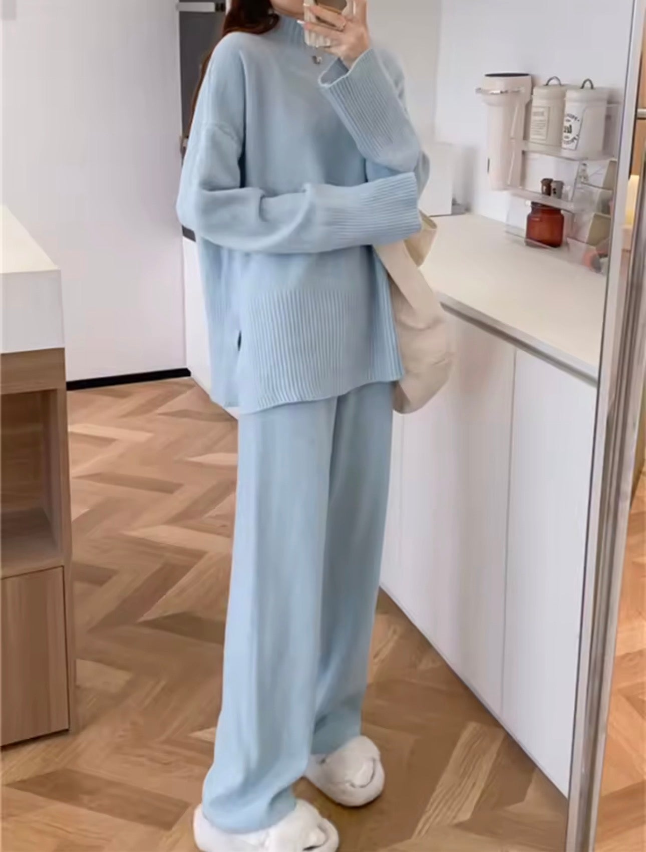 New Split Set di maglioni da donna Moda Tinta unita Maglioni lavorati a maglia Pantaloni