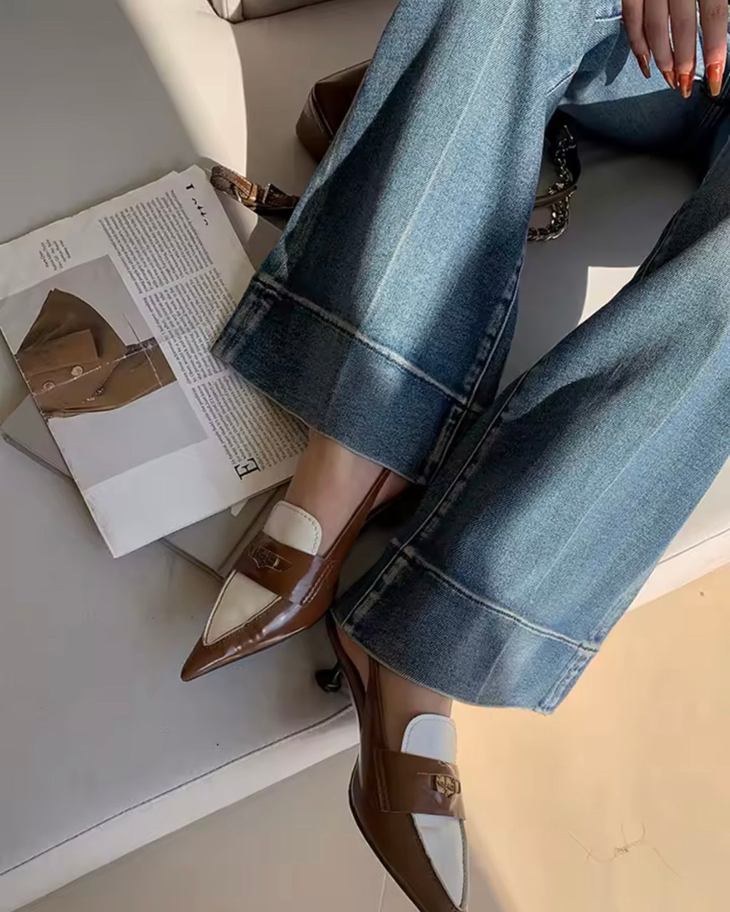 Jeans svasati casual Baffi semplici Pantaloni bootcut Pantaloni lunghi a vita alta