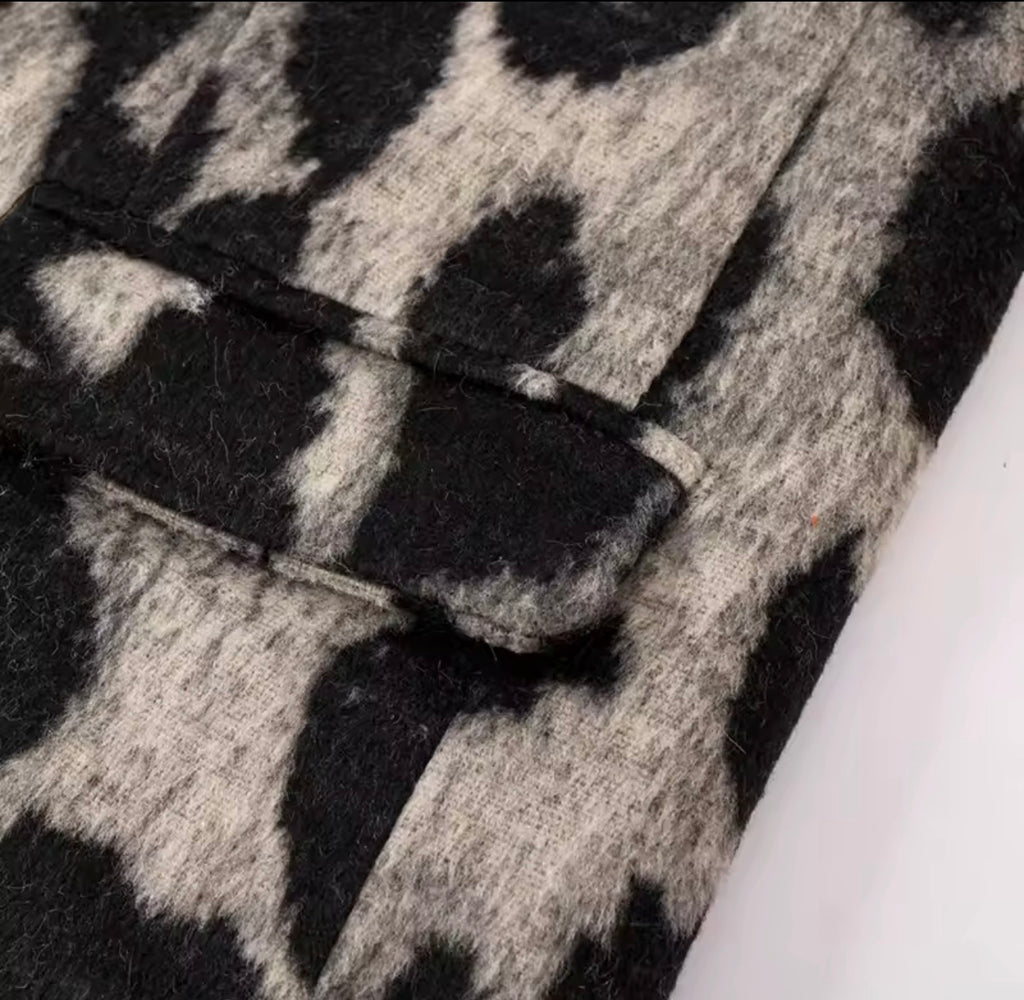 Cappotto con stampa leopardata Donna Autunno Inverno Stile coreano Design