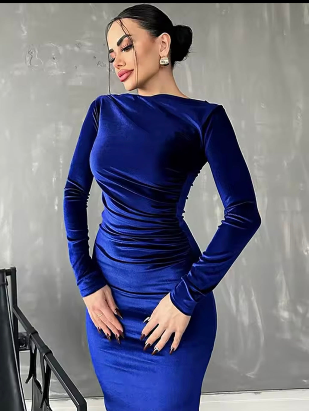 Abito lungo Velluto Manica lunga