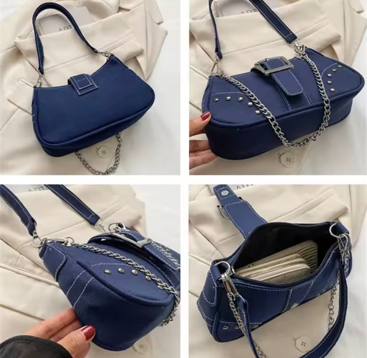 Borsa a tracolla con texture casual in tela