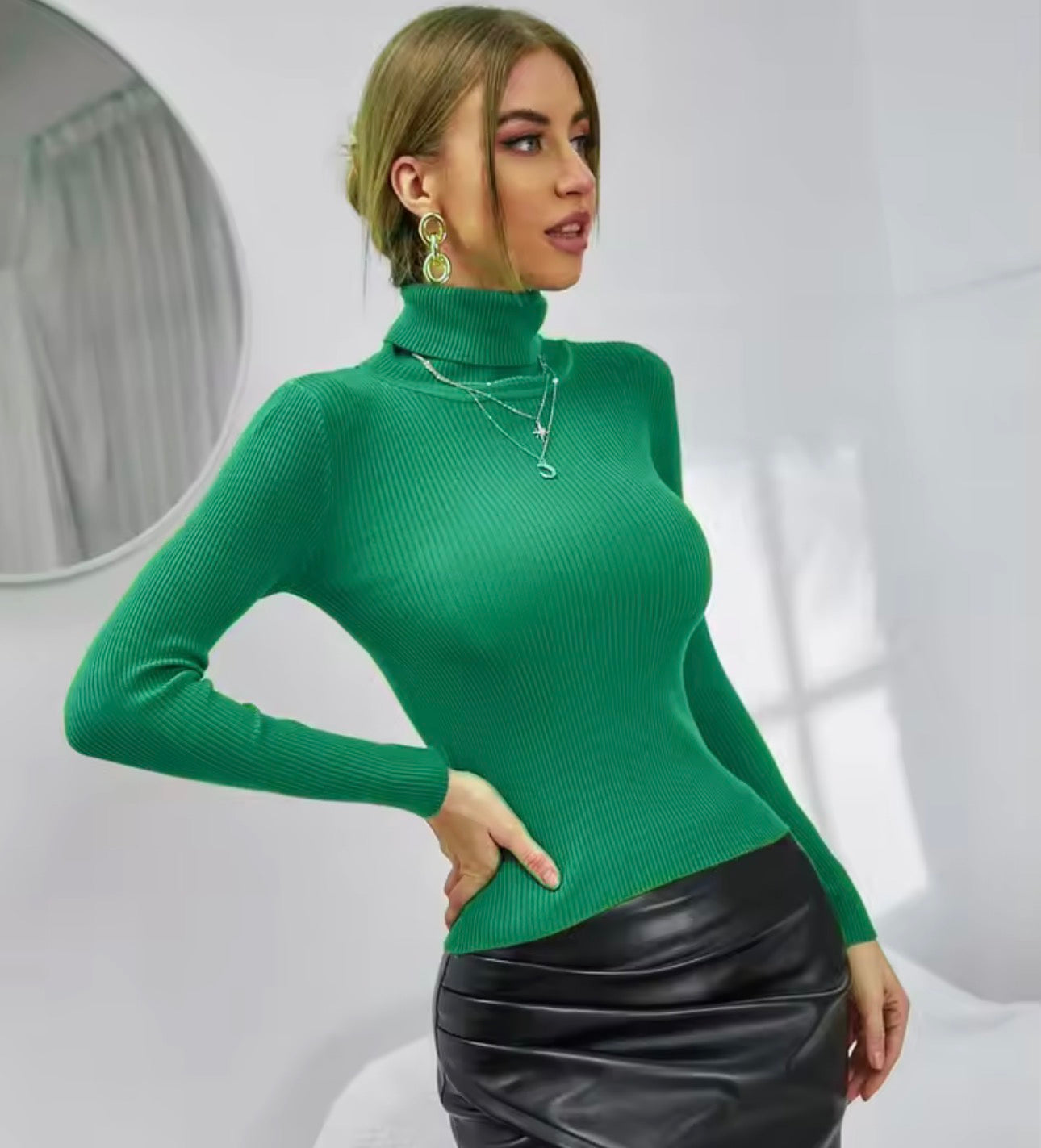 Maglia Dolcevita solido Pull Maglione Casual Maglione a costine