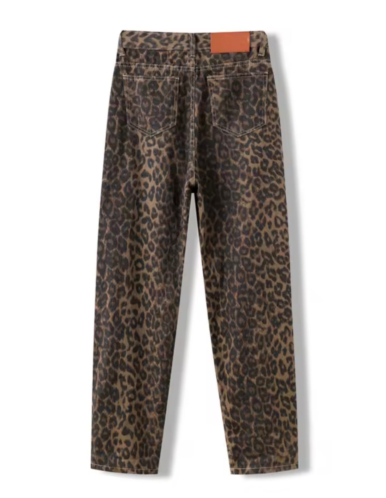 Jeans con stampa leopardata da donna a vita alta