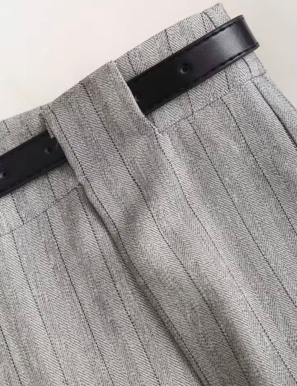 Pantaloni da donna da ufficio eleganti a pieghe a righe grigie da donna Pantaloni lunghi larghi a gamba larga