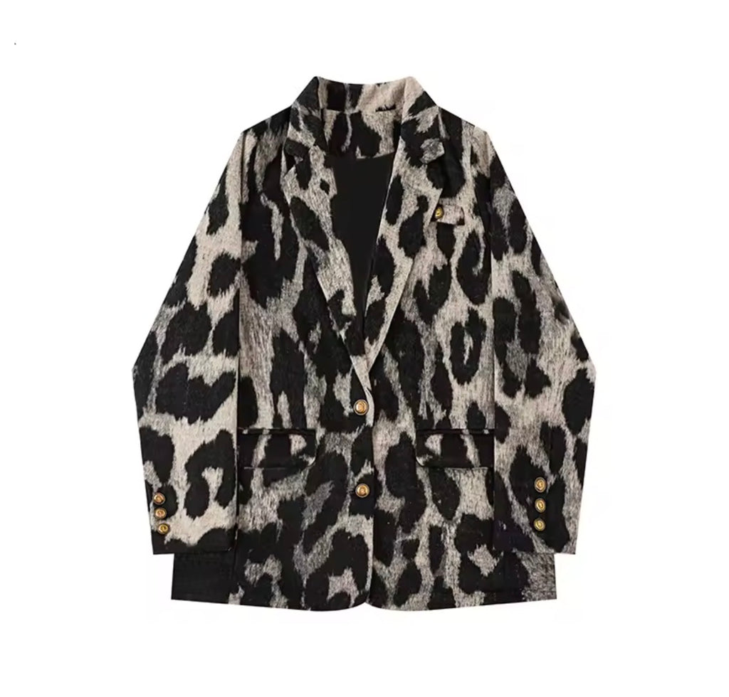 Cappotto con stampa leopardata Donna Autunno Inverno Stile coreano Design