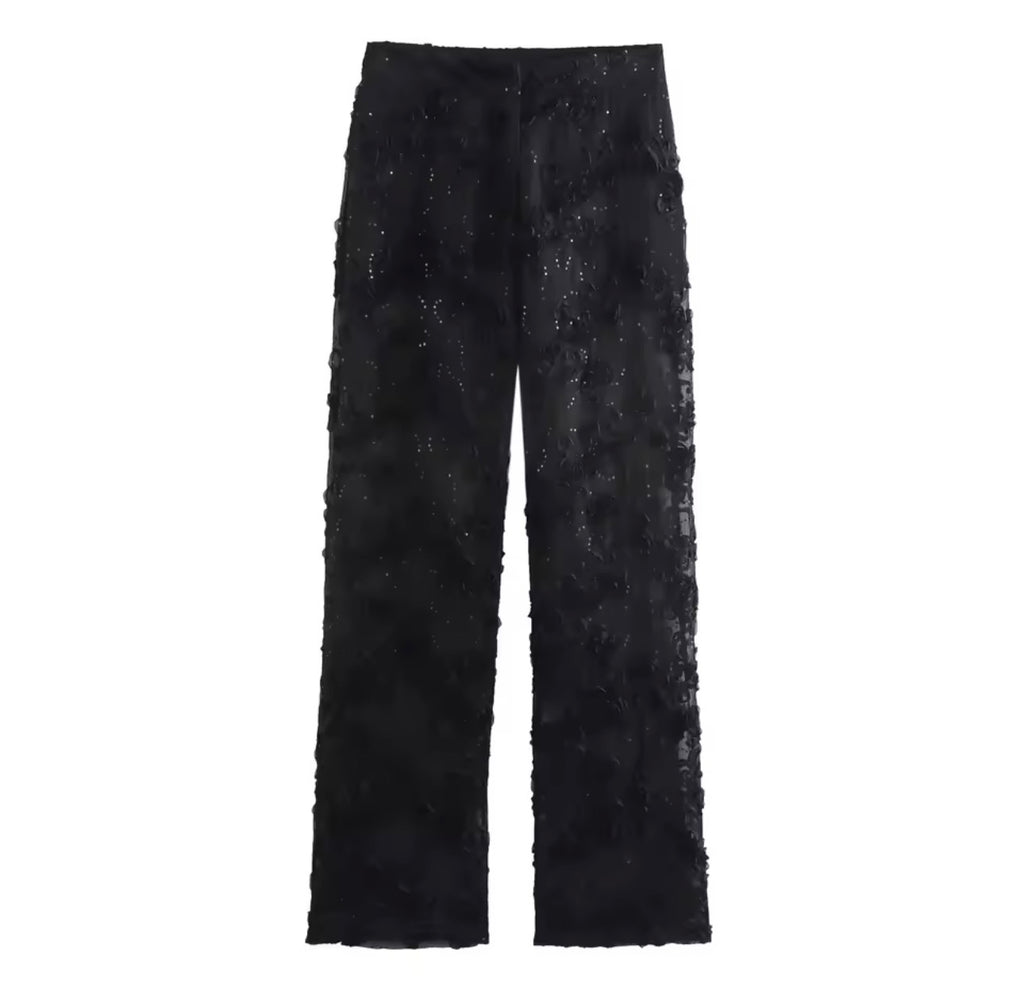 Set di pantaloni con paillettes per donna 2 pezzi Pantaloni da donna a fiori