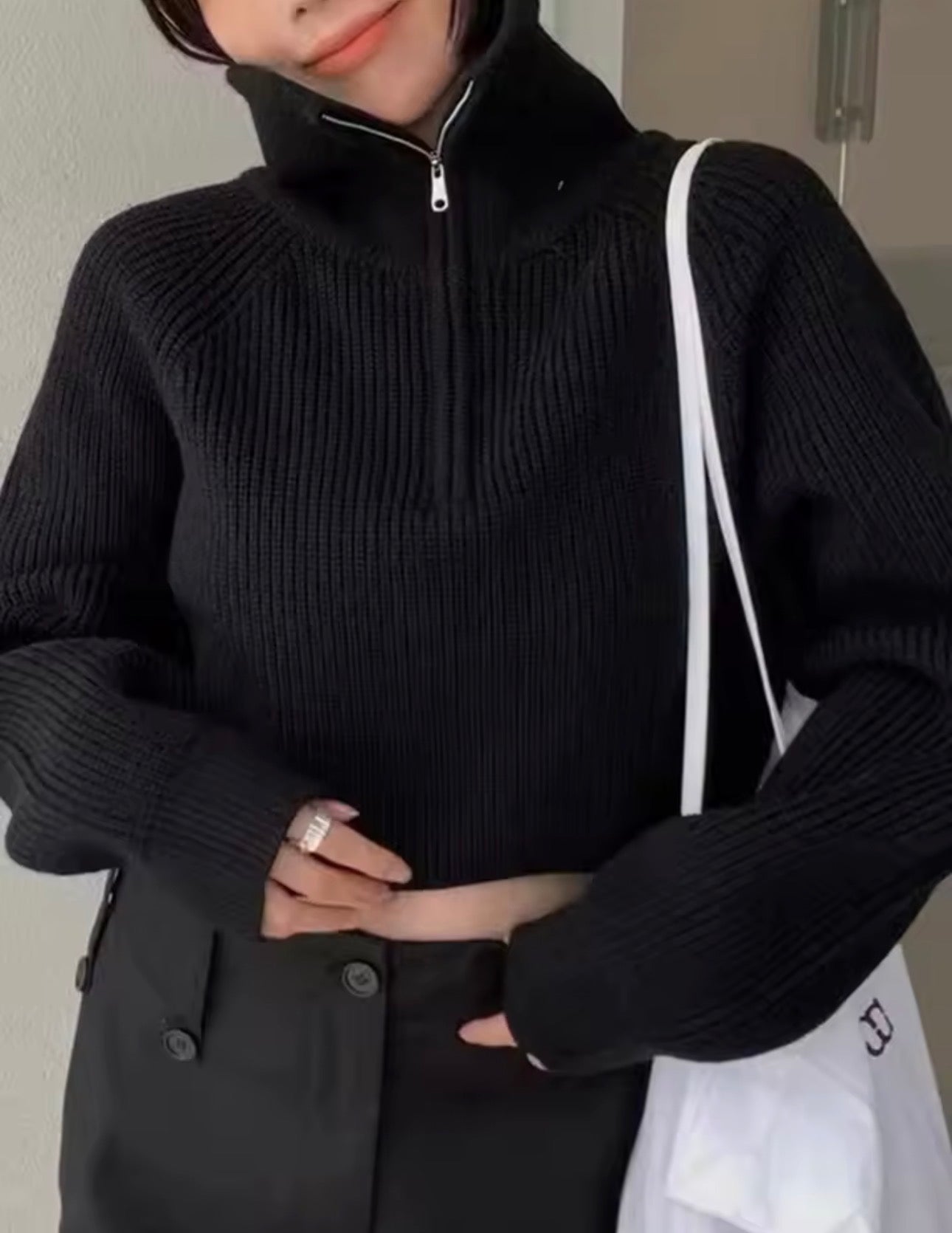 Maglione lavorato a maglia con zip