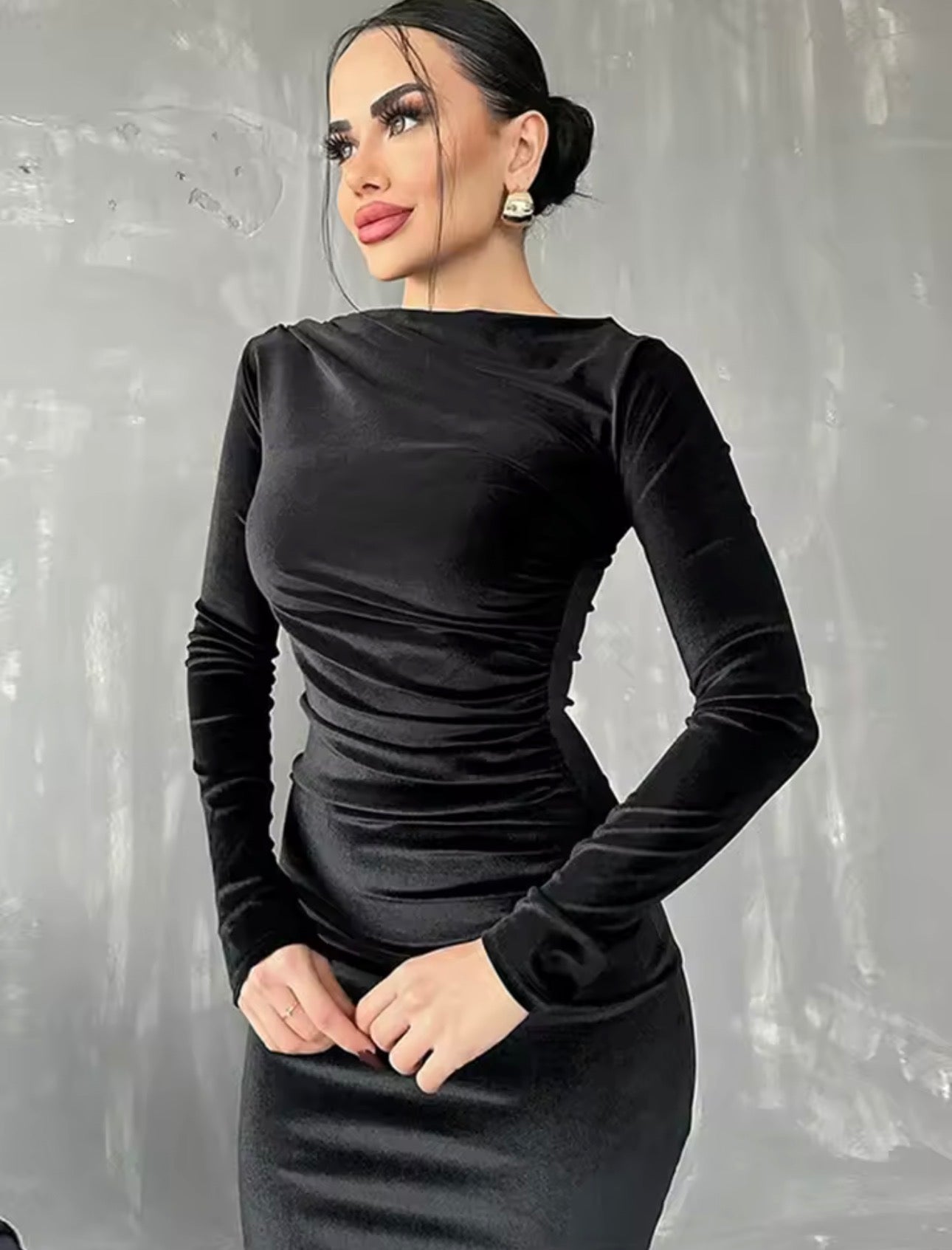 Abito lungo Velluto Manica lunga