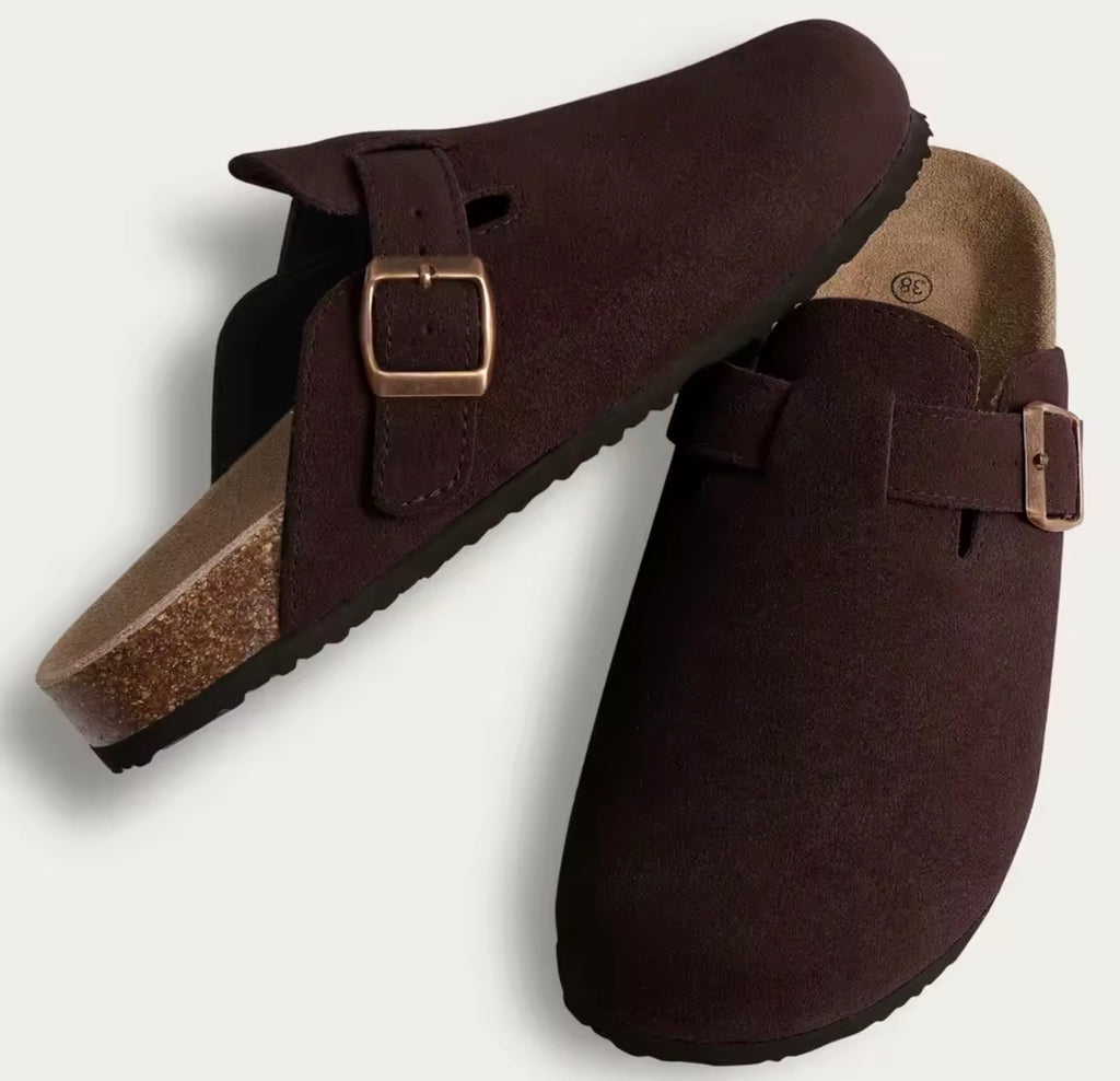 Nuove donne Zoccoli per le donne Moda Ciabatte in pelle scamosciata di sughero