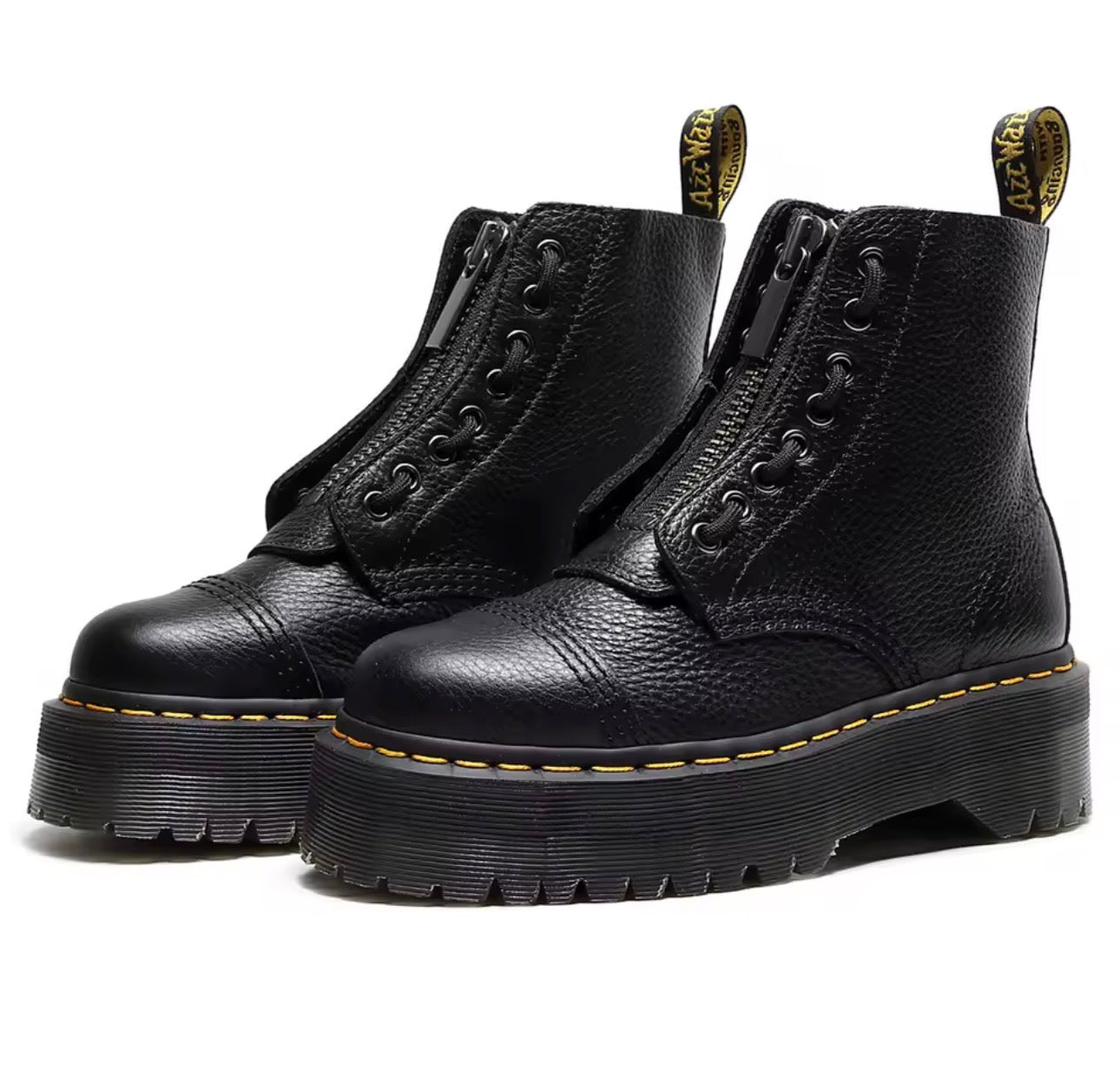 Stivali con plateau in vera pelle