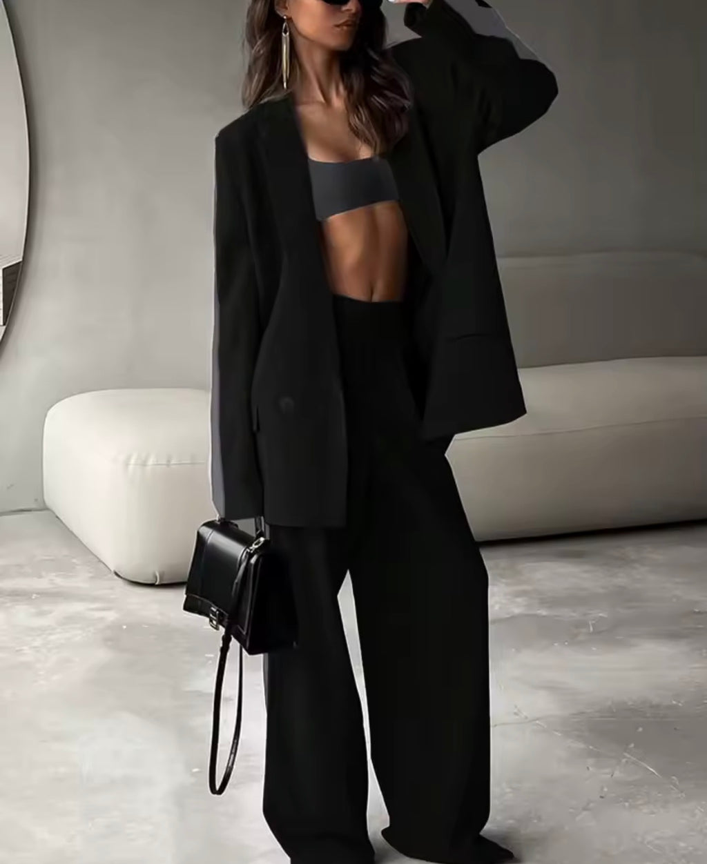 Set da lavoro da donna 2 pezzi Giacca blazer e pantaloni a gamba dritta