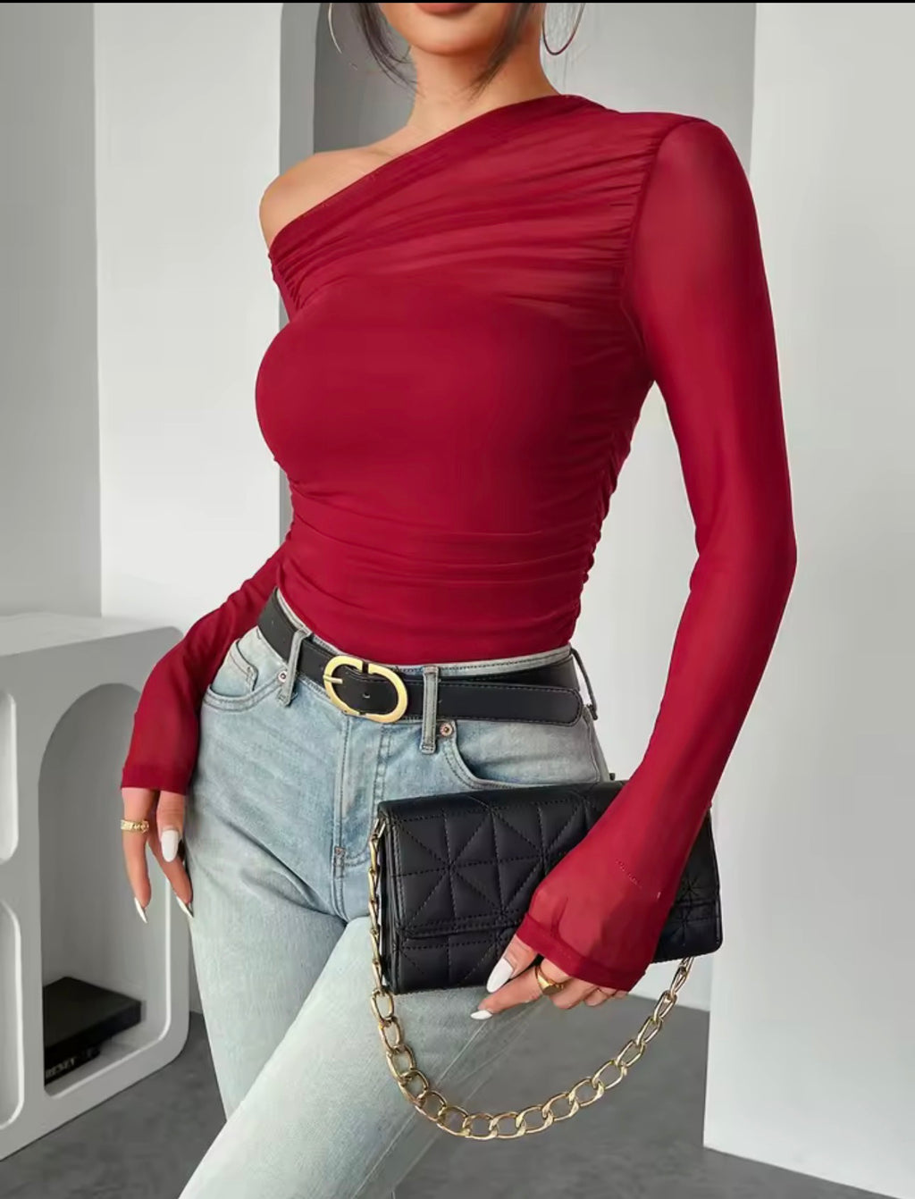 T-shirt a maniche lunghe girocollo versatile stile retrò europeo e americano slim