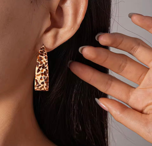 10 pezzi orecchini a cerchio in acrilico con stampa leopardata