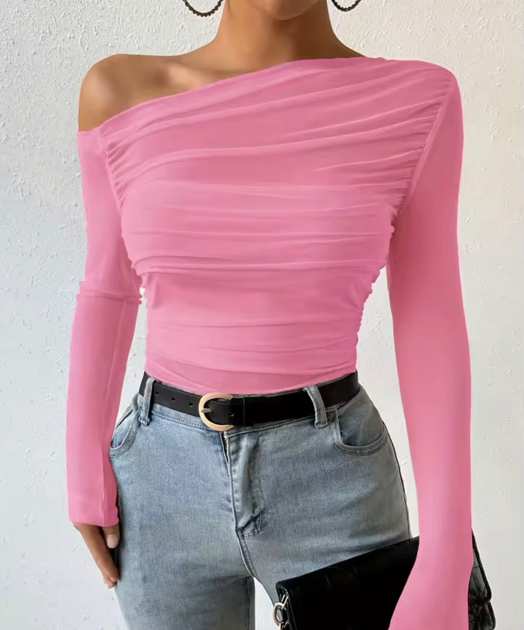 T-shirt a maniche lunghe girocollo versatile stile retrò europeo e americano slim