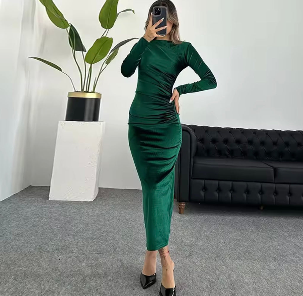 Abito lungo Velluto Manica lunga