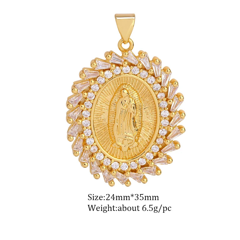 Juya DIY Religious Jewelry Supplies God Mother Saint Virgin Mary Charms for Christian Rosary Talisman Pendant Jewelry Making