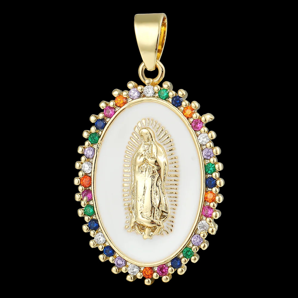 Juya DIY Religious Jewelry Supplies God Mother Saint Virgin Mary Charms for Christian Rosary Talisman Pendant Jewelry Making