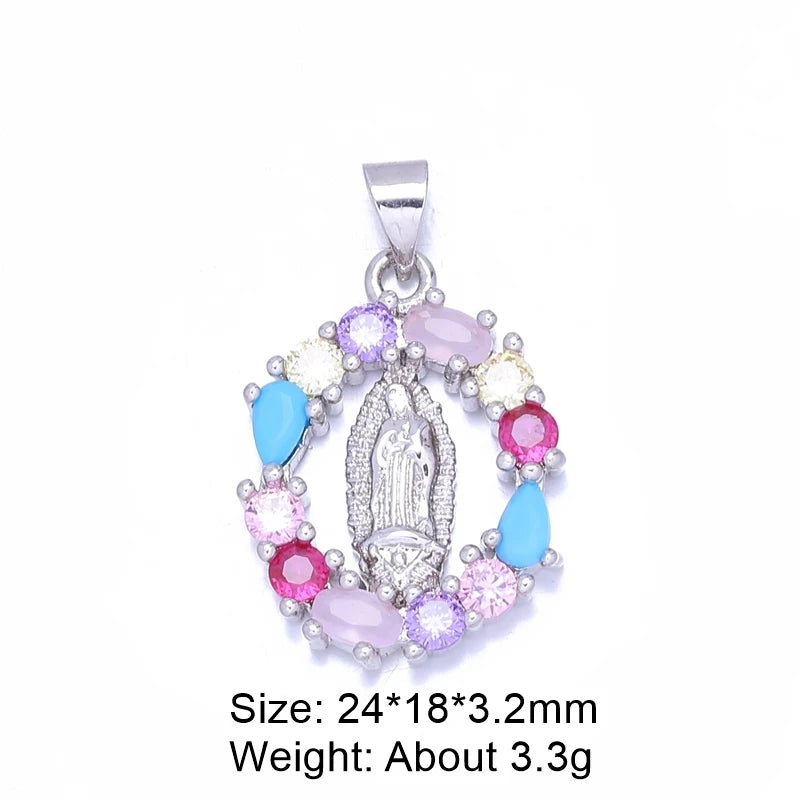 Juya DIY Religious Jewelry Supplies God Mother Saint Virgin Mary Charms for Christian Rosary Talisman Pendant Jewelry Making