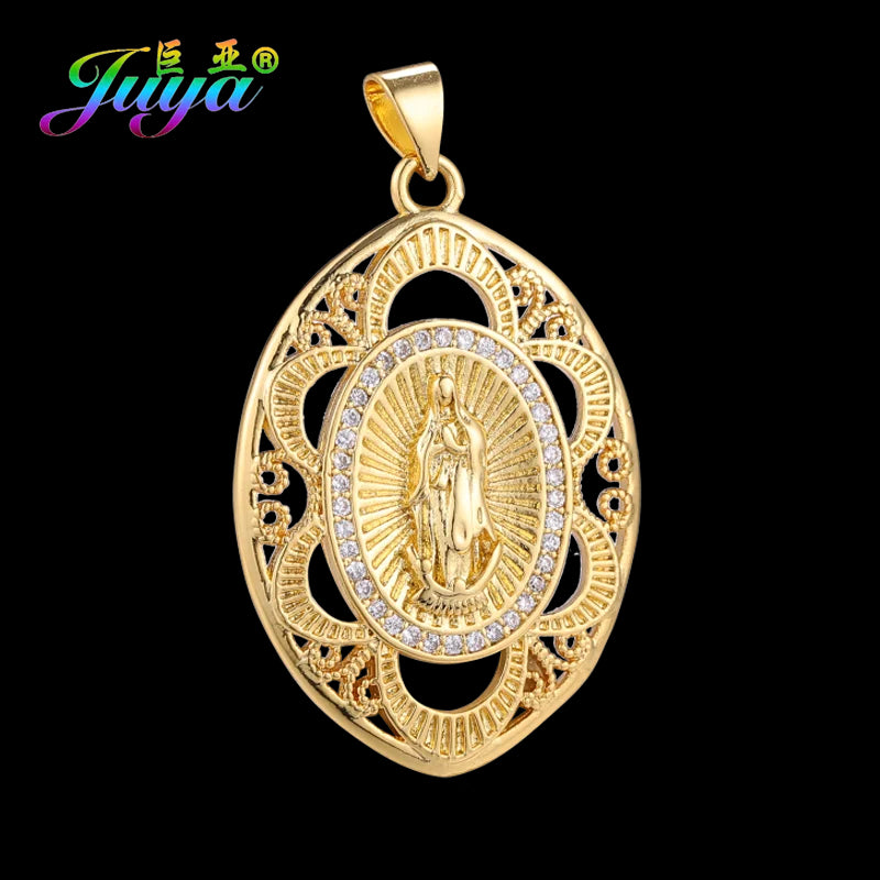 Juya DIY Religious Jewelry Supplies God Mother Saint Virgin Mary Charms for Christian Rosary Talisman Pendant Jewelry Making