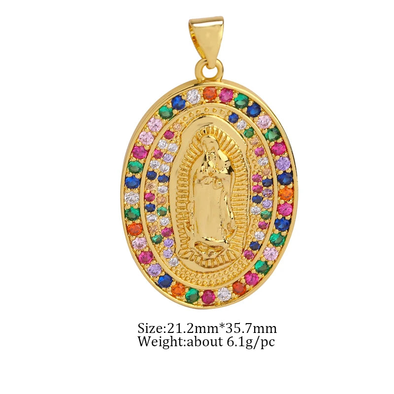 Juya DIY Religious Jewelry Supplies God Mother Saint Virgin Mary Charms for Christian Rosary Talisman Pendant Jewelry Making