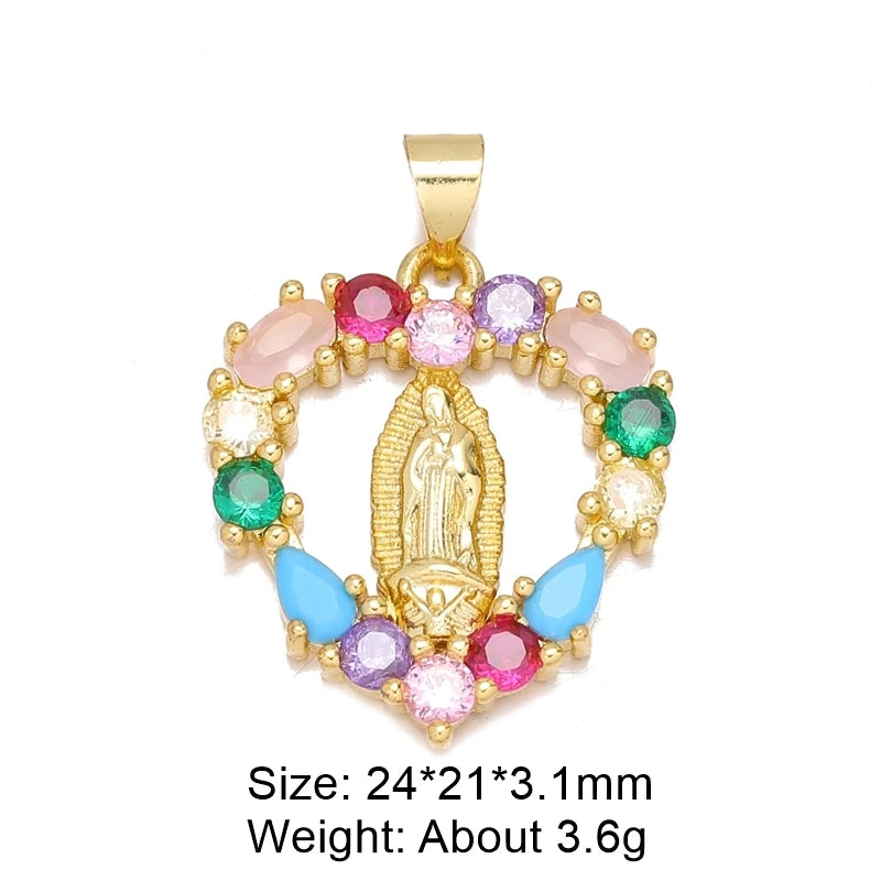 Juya DIY Religious Jewelry Supplies God Mother Saint Virgin Mary Charms for Christian Rosary Talisman Pendant Jewelry Making