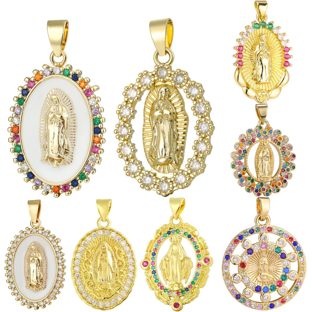 Juya DIY Religious Jewelry Supplies God Mother Saint Virgin Mary Charms for Christian Rosary Talisman Pendant Jewelry Making
