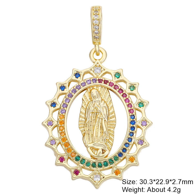 Juya DIY Religious Jewelry Supplies God Mother Saint Virgin Mary Charms for Christian Rosary Talisman Pendant Jewelry Making