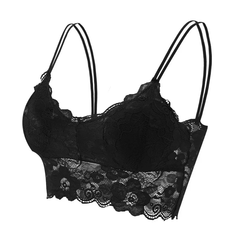 Women Beauty Padded Back Bra Lace Tube Top Underwear Woman Sexy Lace Lingerie Intimate Clothes White Tube Top Youngirl Bralette