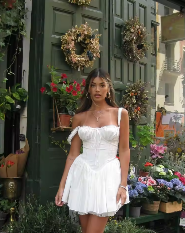 Elegante donna estate pizzo floreale