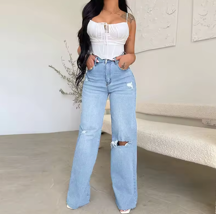 Jeans da donna lunghi a vita alta