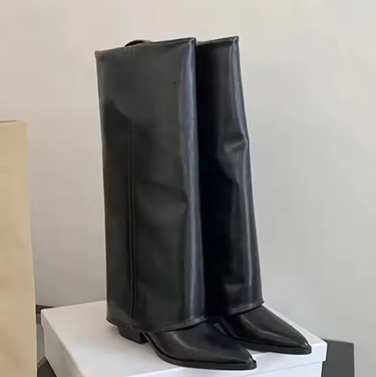 Tacchi alti al ginocchio Stivali da donna in pelle