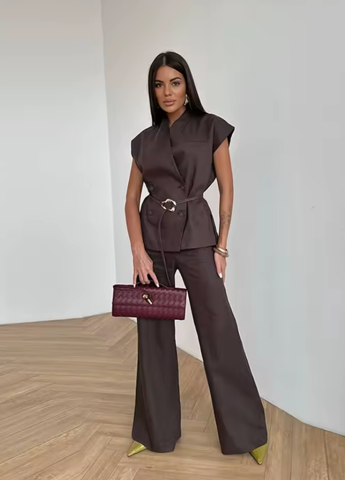 Set di top da donna doppio petto con scollo a V
