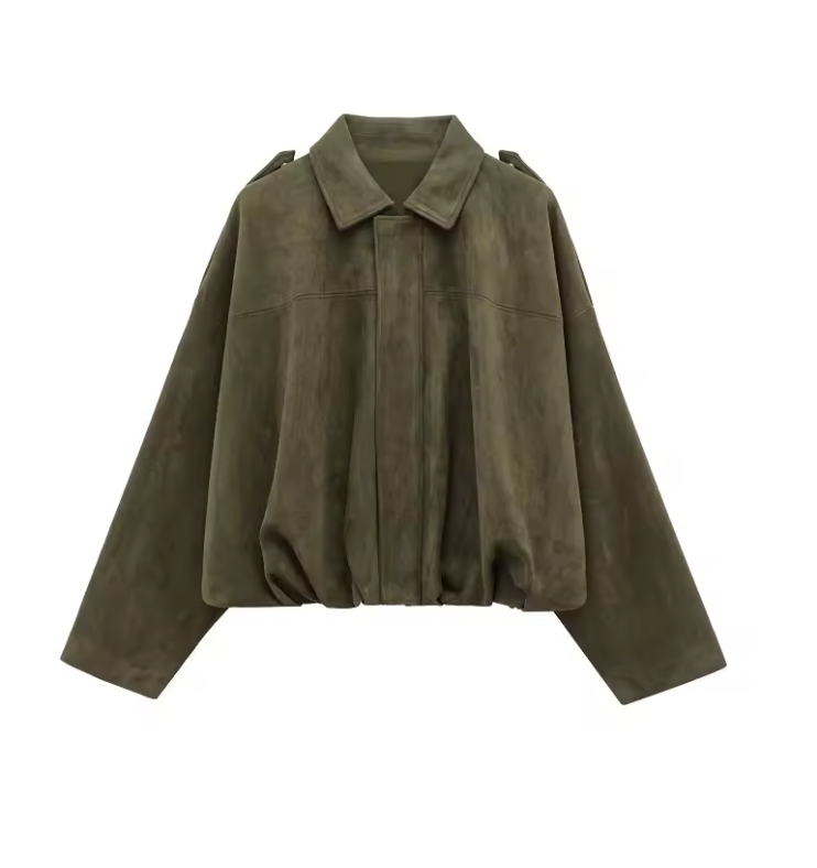Giubbotti bomber in pelle scamosciata da donna Capispalla Giacca oversize