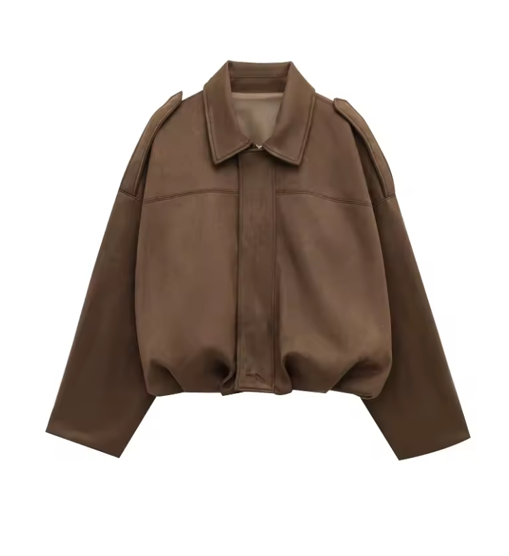 Giubbotti bomber in pelle scamosciata da donna Capispalla Giacca oversize