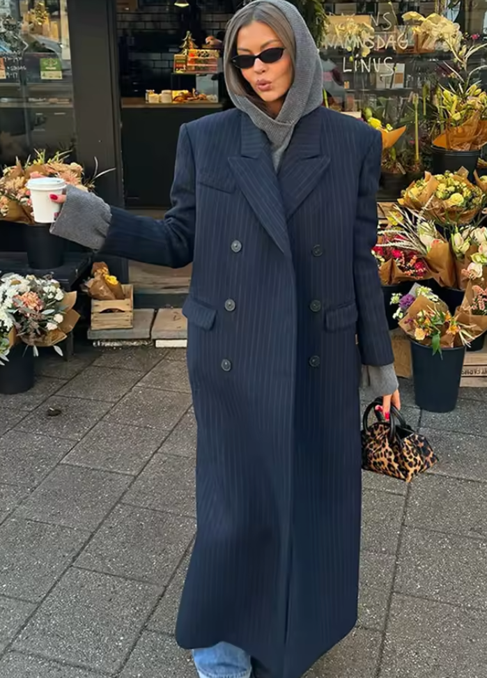 Cappotto lungo a righe