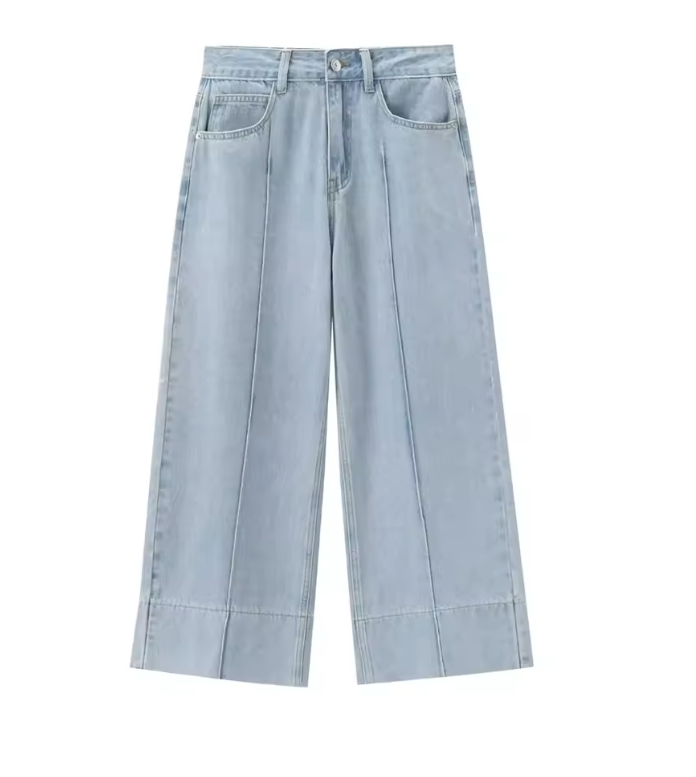 Jeans a gamba larga a vita alta