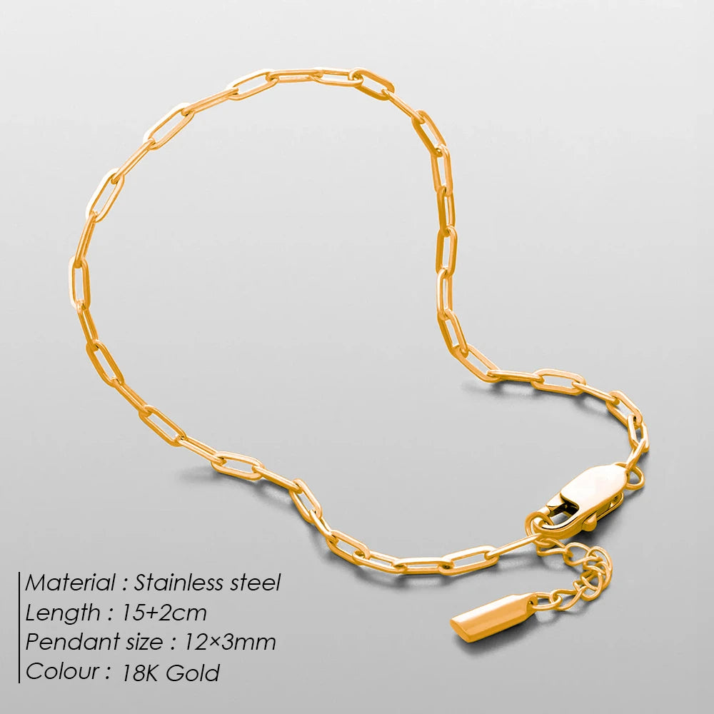 eManco Simple Men's Bracelet 2MM Stainless Steel Paperclip Chain Adjustable Fashion Accessories Birthday Party Gifts Direct