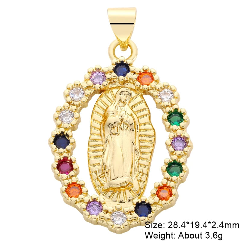 Juya DIY Religious Jewelry Supplies God Mother Saint Virgin Mary Charms for Christian Rosary Talisman Pendant Jewelry Making